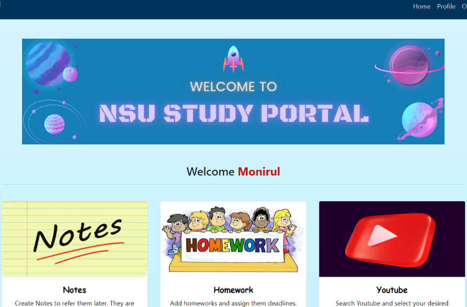 NSU Study Portal project by Monirul Islam Mahmud